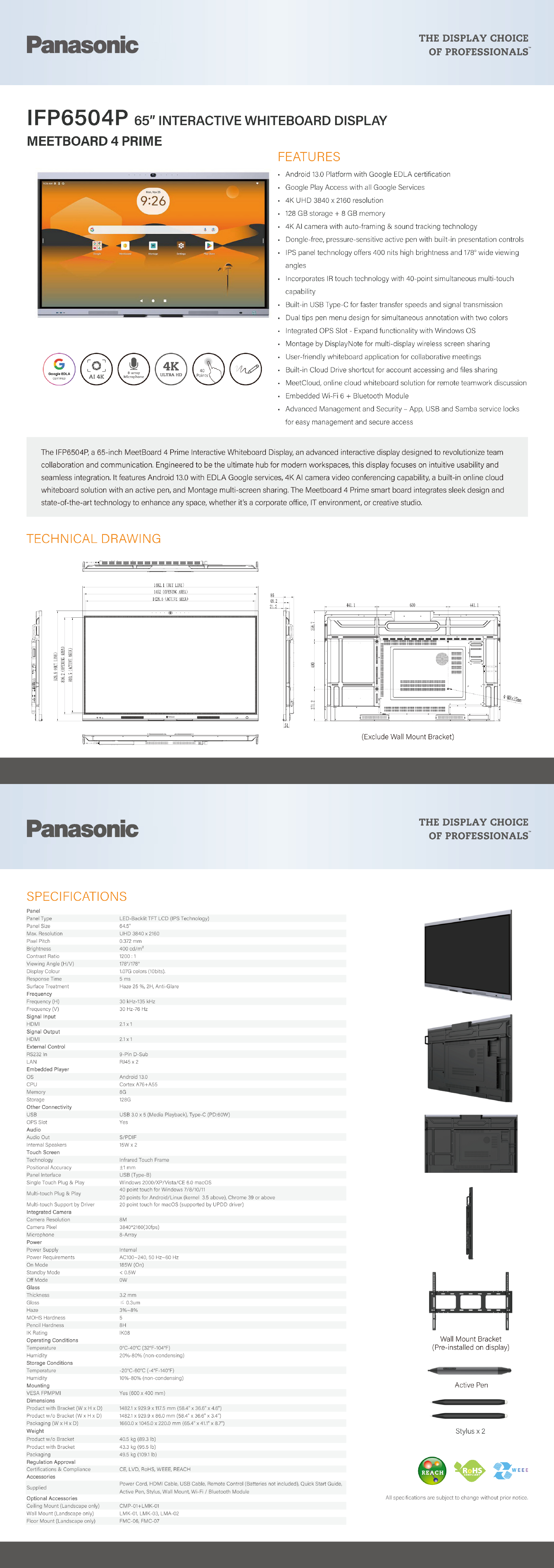 Panasonic IFP6504P 规格参数长图